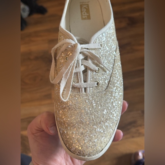 Keds Glittery Cream Women's Sneakers, size 10 Wedding, Bridal - Picture 4 of 6